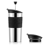BODUM Travel French Press Kaffeemaschinen-Set, Edelstahl mit zusätzlichem Deckel, Vakuum, 350 ml/12…