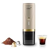 CERA+ Elektrische Tragbare Espressomaschine mit 3-4 Minuten Selbsthitzung, 20Bar 12V mini akku Kaffeemaschine,kompatibel…