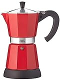 cilio Espressokocher Classico für 6 Tassen | elektrisch 480W | Ø 11,5 cm Höhe: 25 cm | Aluminium | Rot…