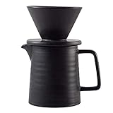 Pour Over Kaffeebereiter Set, Premium Black Ceramic V60 Tropfer & Dekanter, 1-2 Tassen Home Filter Coffee…