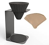 BeeCa Pour Over Kaffeebereiter-Set, V60 Tropfkegel und schwarzer Metallhalter, handgebrühte 1-2 Tassen,…