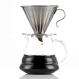 VIVALAVIDA Pour Over Kaffeebereiter-Set – Glas-Kaffeebereiter mit Edelstahl-Kaffeetropfer/Filter, Tropfkaffeemaschine-Set…