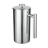 Voarge French Press aus Edelstahl, French Press Edelstahl Kaffeepresse, Kaffeepresse 1000 ml, Robuste…