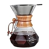 Wuciray Pour Over Kaffeebereiter Glas Kaffeekanne mit Filter Kaffee Zubereiter für Filterkaffee kaffeezubereiter…