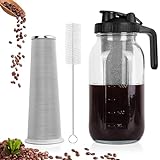 QHH Cold Brew Kaffeemaschine, 1,8 l, breite Öffnung, Einmachglas, Krug mit Edelstahlfilter, Ausgießergriffdeckel,…