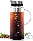Aquach Cold Brew Kaffeebereiter und Obstkrug – großes Fassungsvermögen 1,4 l – mit robuster Glaskaraffe/feinmaschigem…