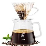 YMMIND Kaffeebereiter-Set, 595 ml, V60 Glas-Kaffeetropfer, achteckige Kaffeekanne mit 40 Filterpapier,…