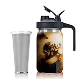 Jrssae Cold Brew Kaffeemaschine – 900 ml kaltgebrühter Krug mit Edelstahl, super dichter Filter, einfach…