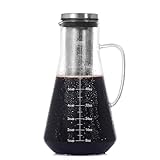 JunVpic Cold Brew Kaffeebereiter – 1,5 l Glas Eiskaffee-Krug mit Ausguss und Filter für Eisbrühtee und…