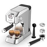 KitchenBoss Professionelle Siebträgermaschine Espressomaschine Siebträger: Espresso mit Milchaufschäumer,…