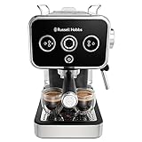 Russell Hobbs Espressomaschine [Siebträgermaschine] Distinction Edelstahl Schwarz (15 Bar, Einsatz 1…