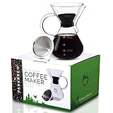 ParkBrew Pour Over Kaffeebereiter – Set beinhaltet Glaskaraffe (bis zu 800 ml), Wärmespeicher-Deckel…