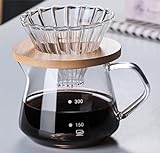 COFISUKI Pour Over Kaffeebereiter – 300 ml Glaskaraffe Kaffee-Server mit Glas-Kaffeetropfer / Filter,…