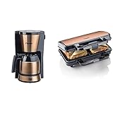 Bestron Kaffeemaschine mit Thermokanne, 8 Tassen, 900 W, Edelstahl in Kupfer -Optik & ASM90XLCO XL Sandwichmaker,…