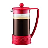 Bodum Brasilien French Press Kaffeepresse für 8 Tassen, 1 Liter, Rot
