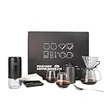 SuperCook Coffee Pour Over Kit Hand Drip Coffee Set with Kettle, Electric Grinder, Camping Travel Coffee…