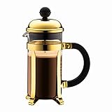 Bodum Chambord Kaffeebereiter 3 Tassen mit Metallrahmen, Chrom, Gold, 0.35 l