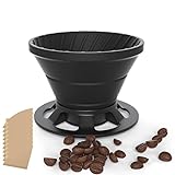 Zusammenklappbarer Kaffee-Tropfer, wiederverwendbare Silikon-Kaffeemaschine mit 10 Stück Papier-Kaffeefilter,…
