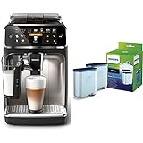 Philips 5400 Serie EP5447/90 Kaffeevollautomat, 12 Kaffeespezialitäten, Matt-Schwarz/Verchromte Arena…