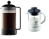 Bodum 1548-01 BRAZIL Kaffeebereiter (French Press System, Permanent Edelstahl-Filter, 1,0 liters) schwarz…