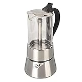 Restokki Moka-Kanne aus Edelstahl Für Den Herd Espressokocher, Italienische Kaffeemaschine Mit Kristallglasplatte…