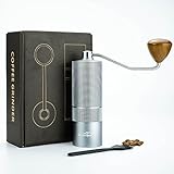 Erkundpresso.- Vintage Silber Serie -Kaffeemühle Manuell Silber mit Walnussholzgriff, Vollmetallgehäuse,…