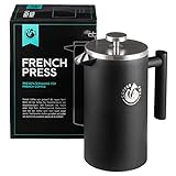 French Press Kaffeekanne aus doppelwandigem Edelstahl Schwarze Pressfilterkanne Französische Kaffeepresse…