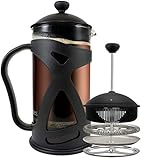 KONA French Press Coffee Tea & Espresso Maker, Black 34oz Glass Teapot