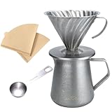 Erkundpresso. Wiederverwendbarer Pour Over Kaffeebereiter Set aus Edelstahl,mit 600ml Kaffeekanne, Kaffeelöffel…