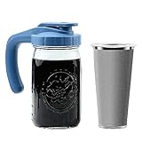 LIVEBAY Cold Brew Mason Jar Eiskaffeemaschine, breite Öffnung, Einmachglas mit Ausgießer, robuster Edelstahlfilter…