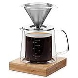 BTaT- Pour Over Kaffeebereiter Set, doppelwandiges Glas, 473 ml, Tropfkaffeemaschine, Permanentfilter,…