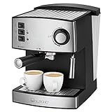 Clatronic Espresso Siebträgermaschine ES 3643, Espressomaschine mit 15 Bar Pump-Druck, Milchschaumdüse,…