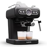 Klarstein Espresso Siebträgermaschine mit Milchaufschäumer, 1,2L Retro Mini-Espressomaschine mit Siebträger,…