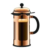 Bodum CHAMBORD Kaffeebereiter (French Press System, Auslaufschutz, Edelstahlrahmen, 1,0 liters) kupfer