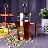 Karaca Borosilicate Glass Copper French Press 1000 ml Kaffee French Press, Kaffeepresse für Zuhause,…