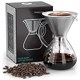 Coffee Gator Kaffeebereiter (800 ml) - Pour Over Kaffeebrüher für Filterkaffee - Glas Kaffeekanne mit…
