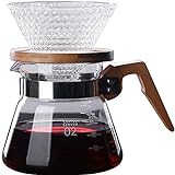 MOCOHANA Pour Over Kaffeebereiter-Set, 600 ml, Glaskaffeeservierer mit Holzgriff und Deckel, Glaskaffeetropfer…