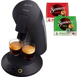 Philips Senseo Kaffeepadmaschine Original Plus CSA 210/60, aus 28% recyceltem Plastik und mit 2 Kaffeespezialitäten,…